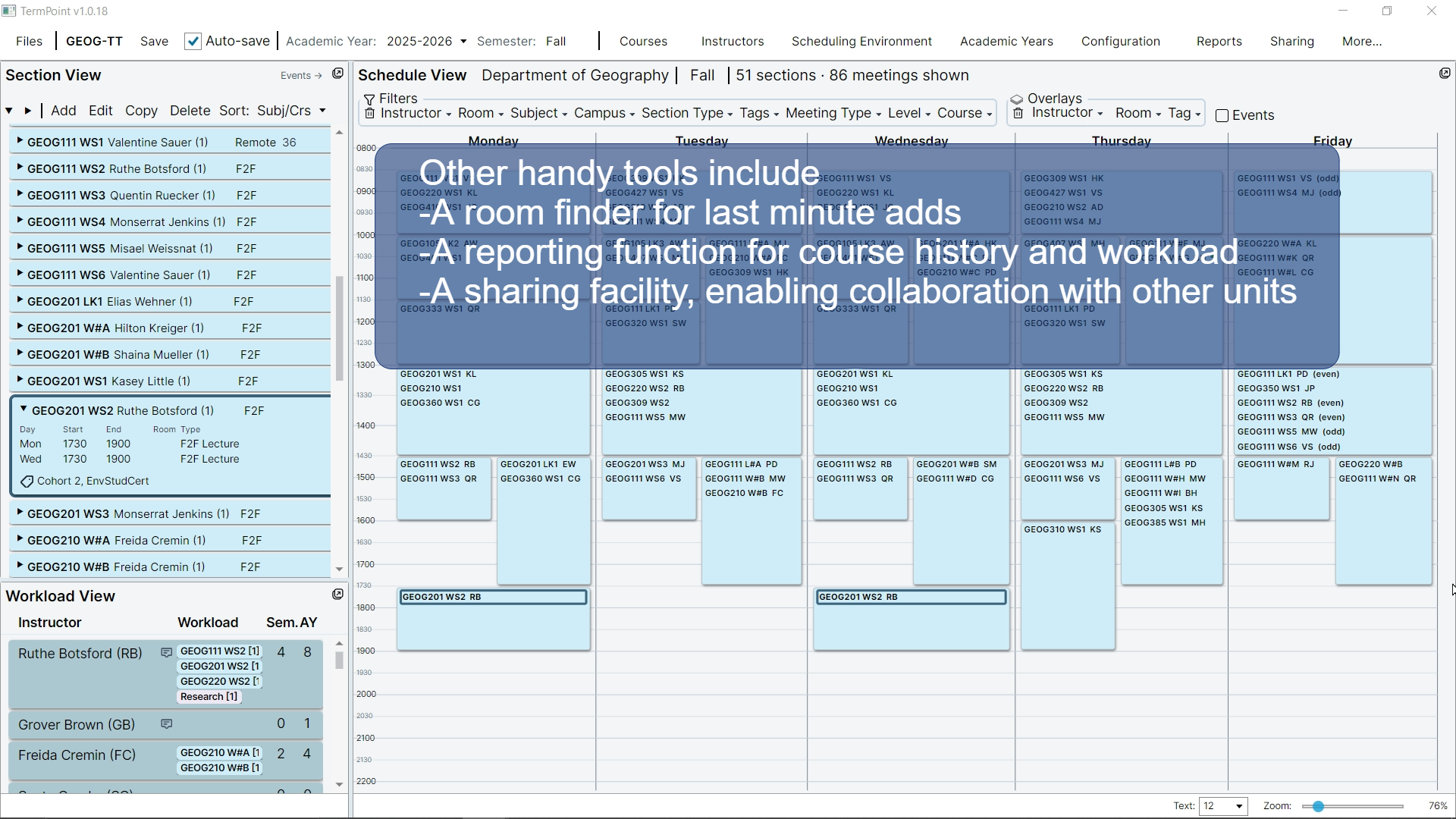 Full timetable view