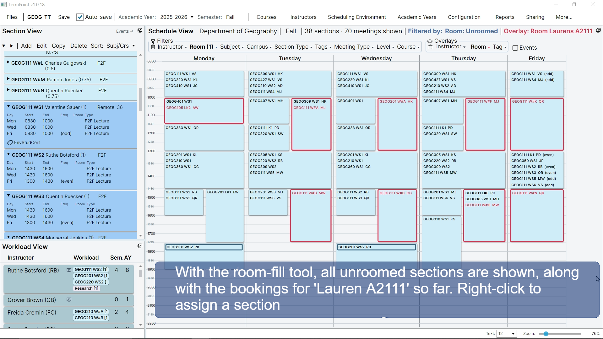 Full timetable view