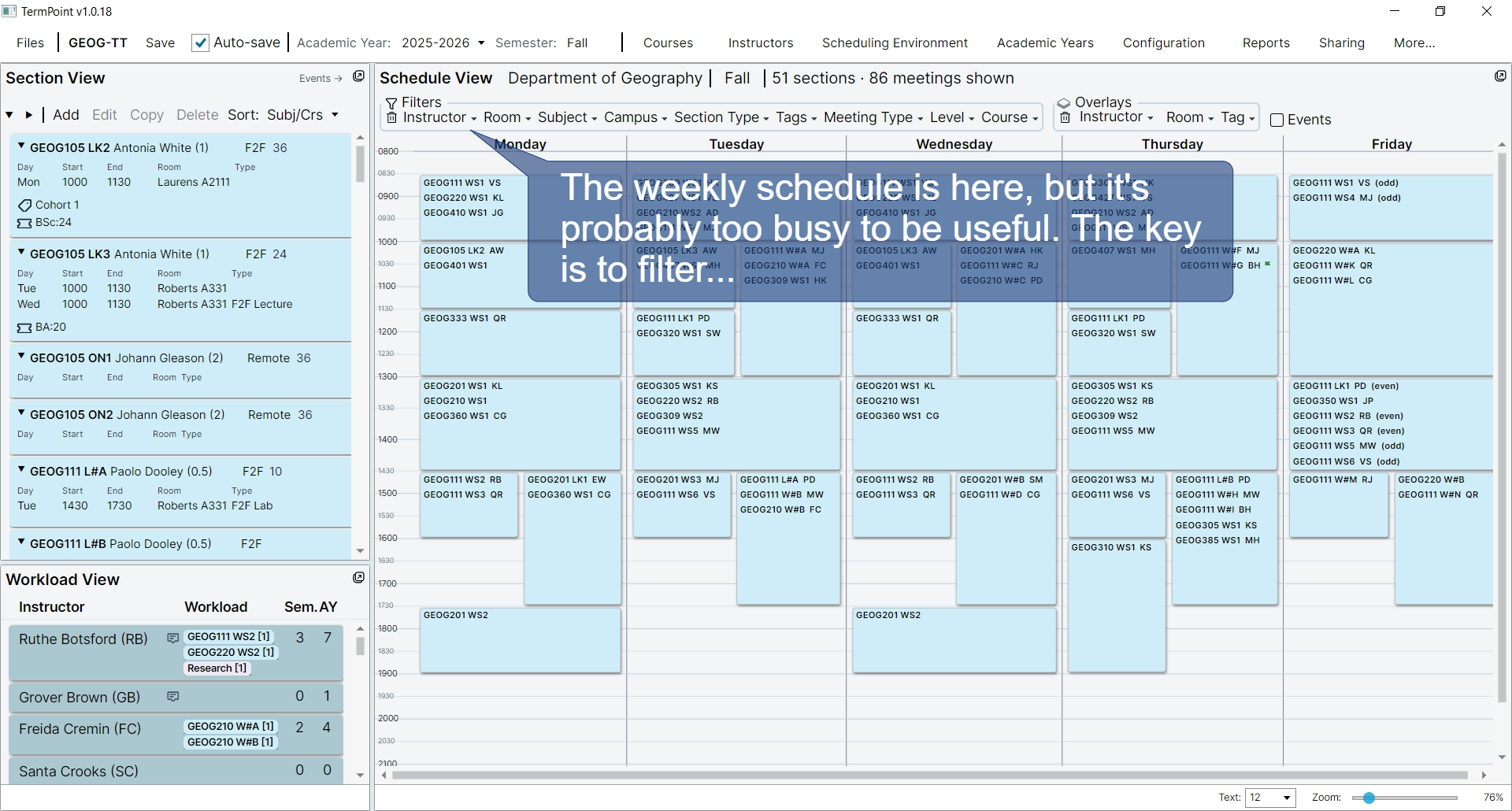 Full timetable view