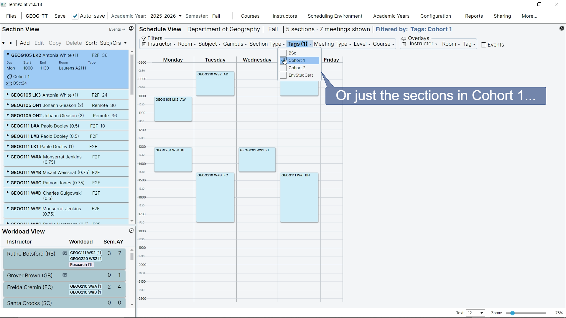 Full timetable view