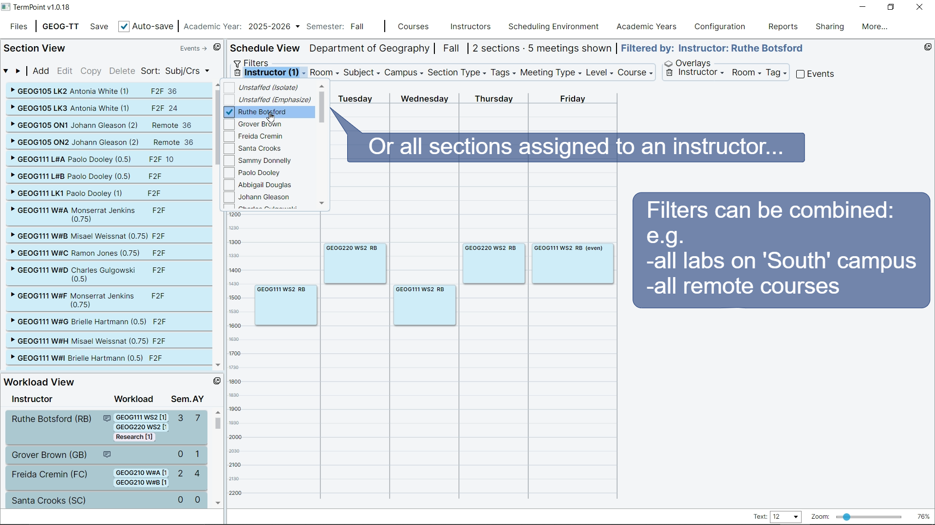 Full timetable view