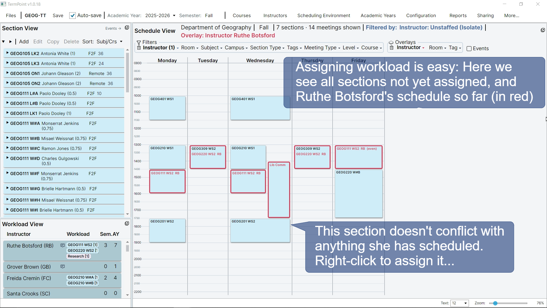 Full timetable view