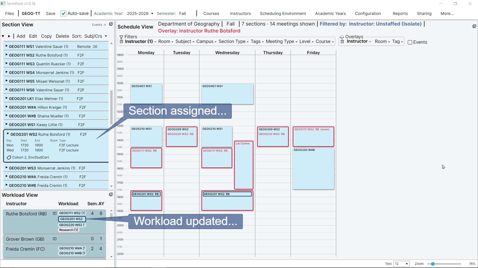 Full timetable view